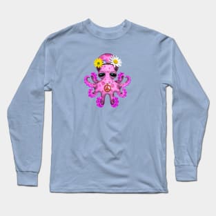 Cute Pink Baby Octopus Hippie Long Sleeve T-Shirt